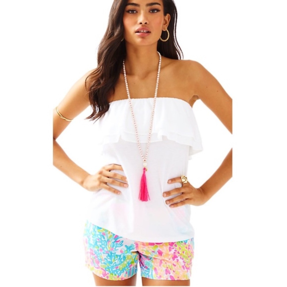 Lilly Pulitzer Rilo Ruffle Strapless Tube Top White - Picture 9 of 10